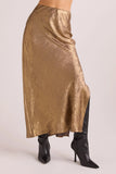 Side Slit Bias Maxi Skirt - Gold Metallic