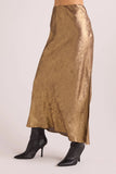 Side Slit Bias Maxi Skirt - Gold Metallic