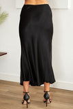 Silky Midi Slip Skirt Black