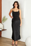 Silky Midi Slip Skirt Black