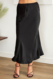 Silky Midi Slip Skirt Black