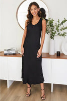Silky V-Neck Sleeveless Maxi Dress