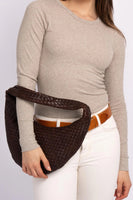 Silva Woven Leather Hobo Bag Brown