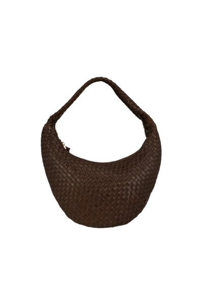 Silva Woven Leather Hobo Bag Brown