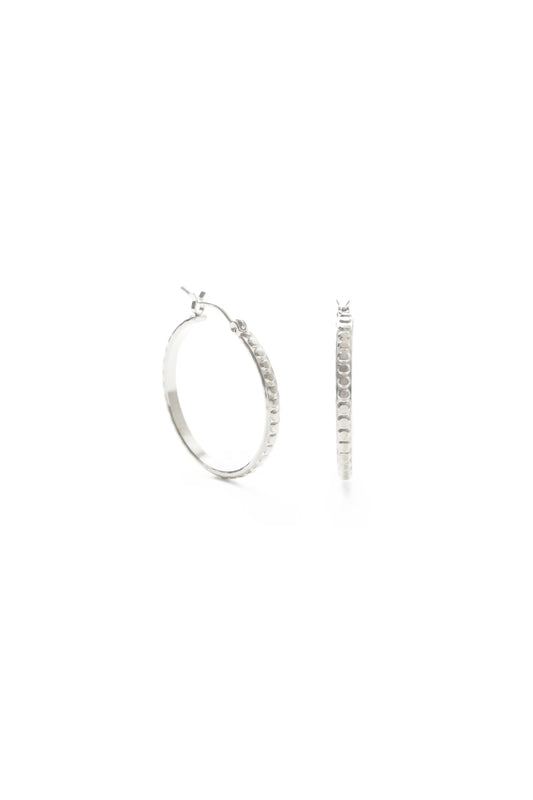 Silver Beaded Hoops