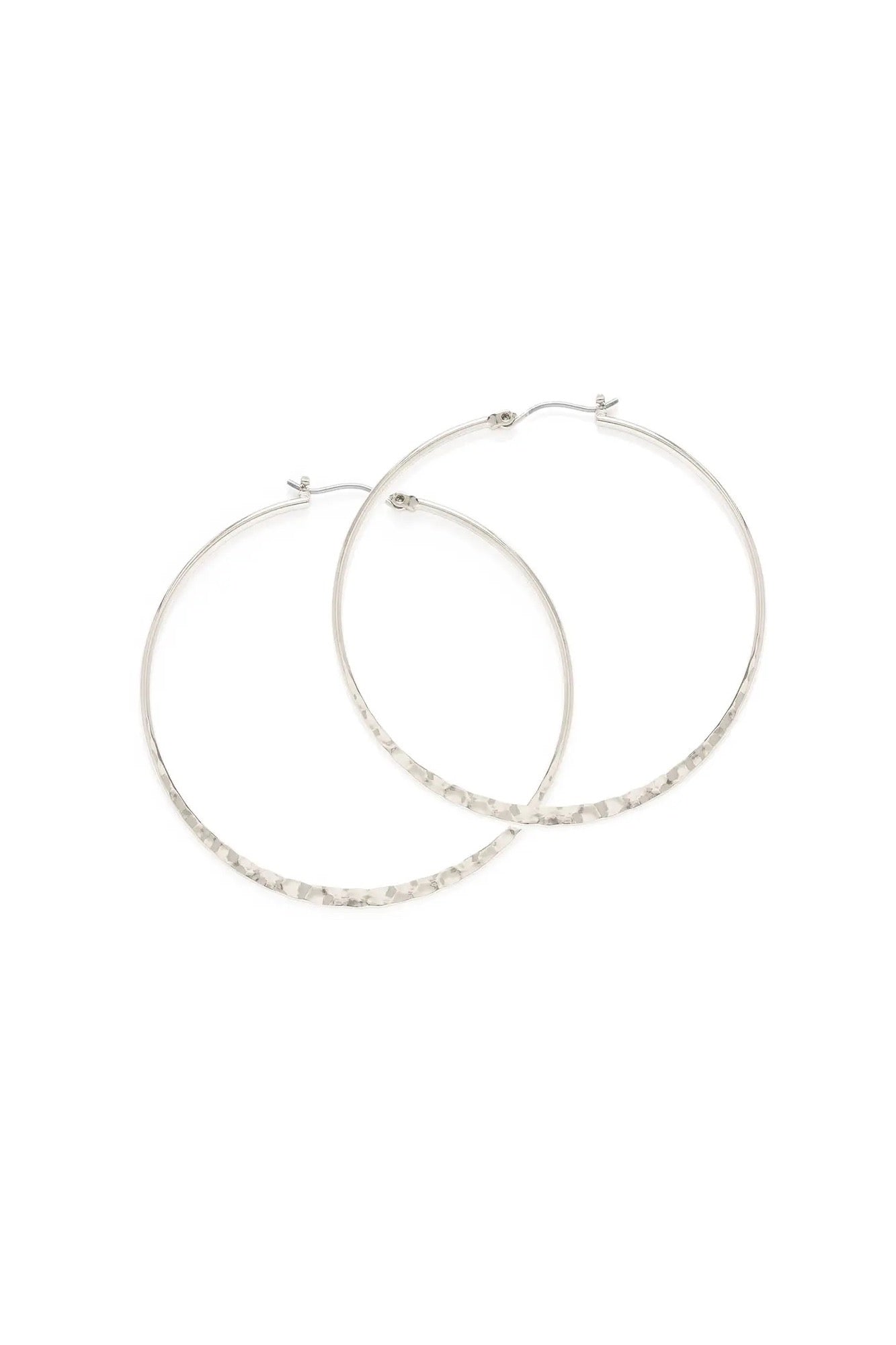 2" Hammered Hoops Silver