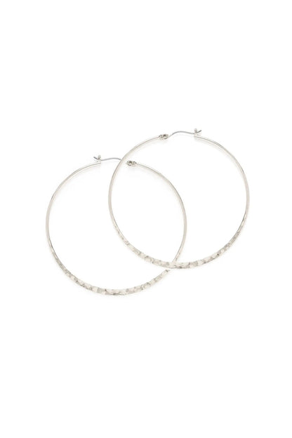 2" Hammered Hoops Silver
