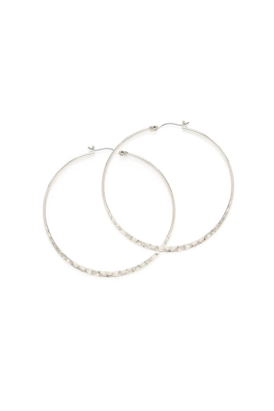 2" Hammered Hoops Silver