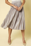 Silver Sunburst Pleated Satin Skirt