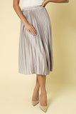 Silver Sunburst Pleated Satin Skirt