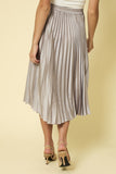 Silver Sunburst Pleated Satin Skirt