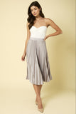 Silver Sunburst Pleated Satin Skirt