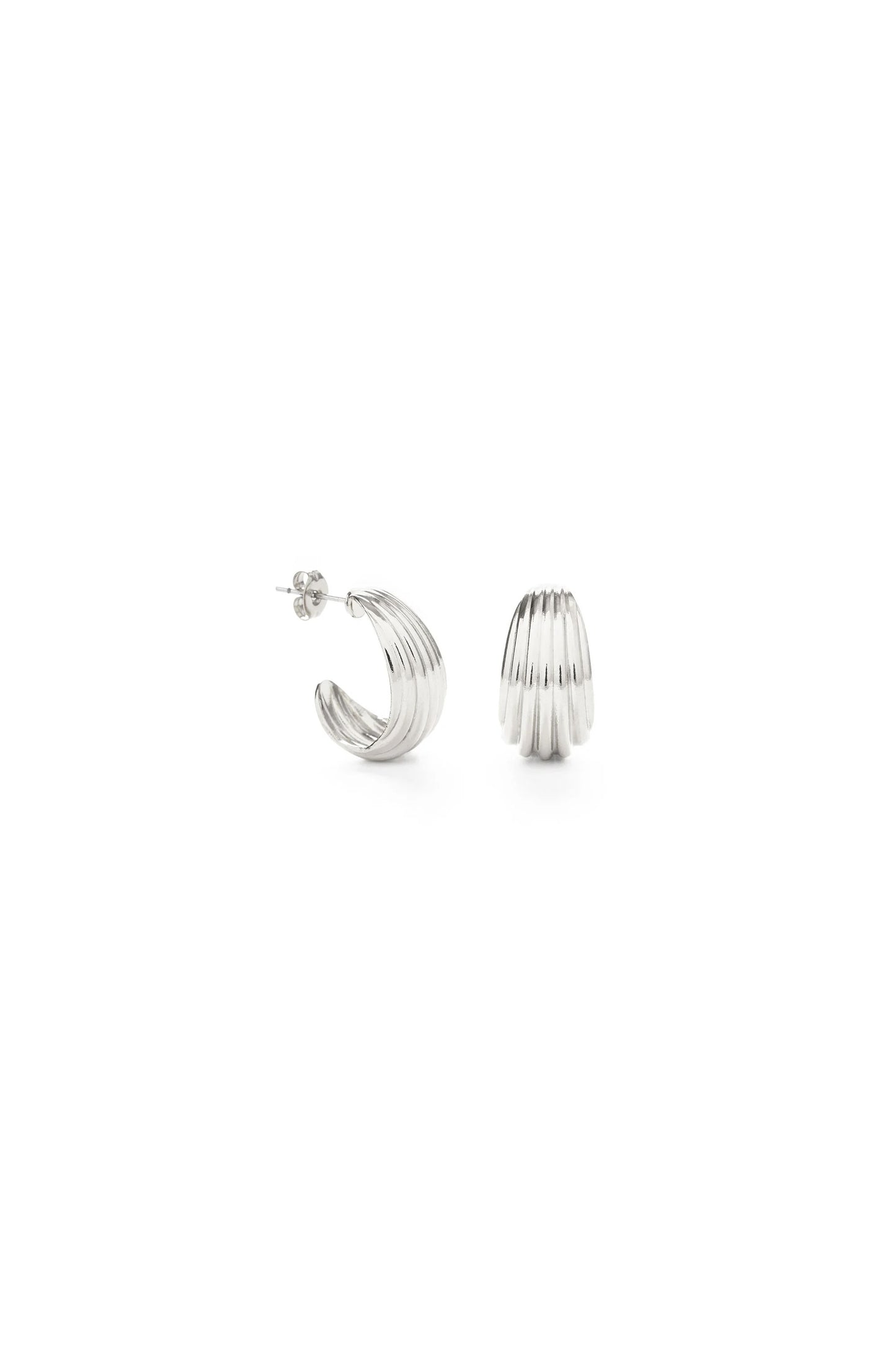 Silver Vintage Ribbed Shell Hoops