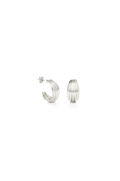 Silver Vintage Ribbed Shell Hoops