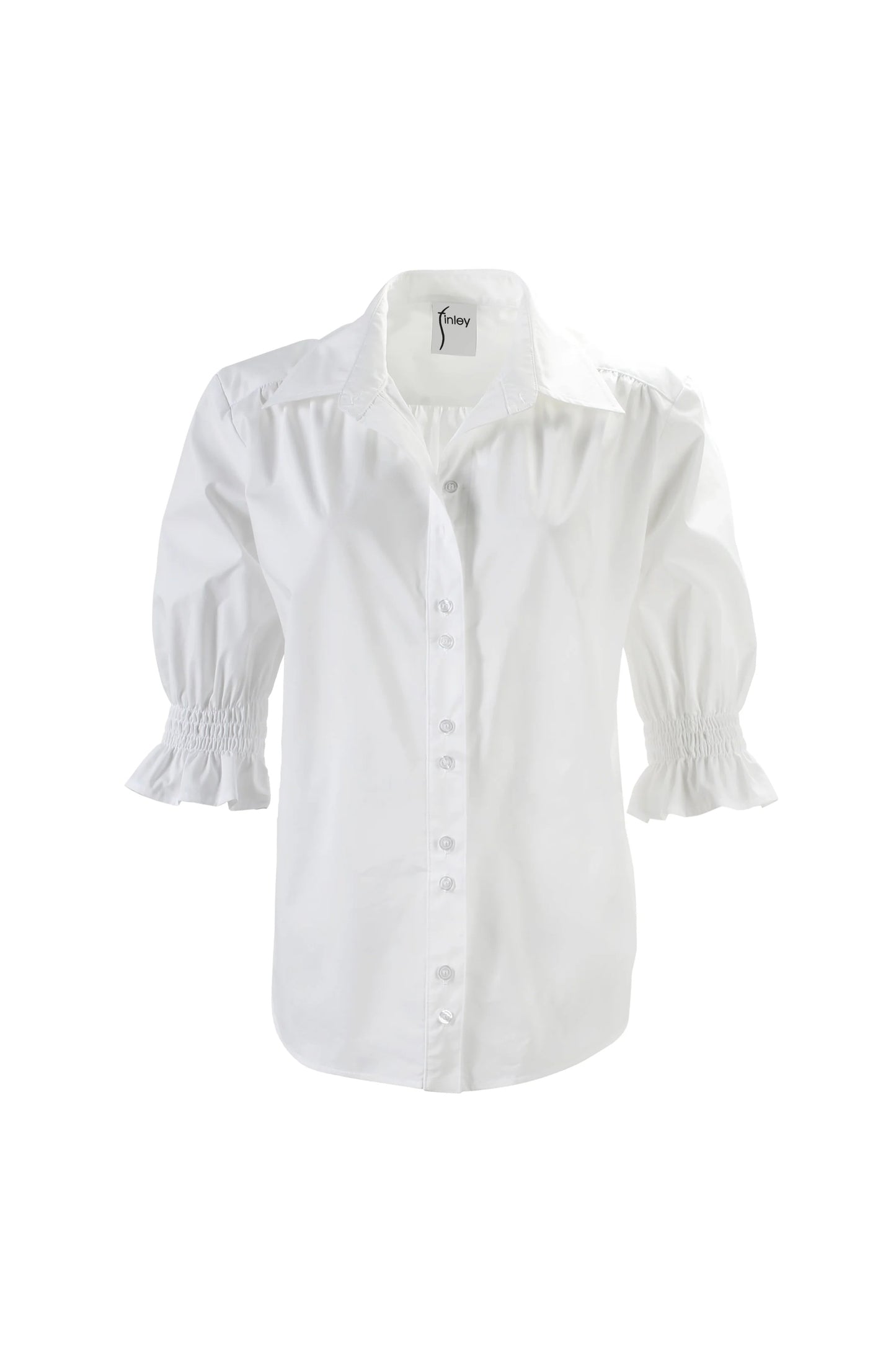 Sirena Smocked Sleeve Shirt White
