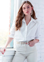Sirena Smocked Sleeve Shirt White