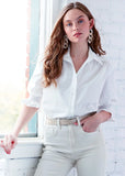 Sirena Smocked Sleeve Shirt White