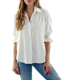 Sirena Smocked Sleeve Shirt White