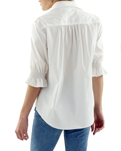 Sirena Smocked Sleeve Shirt White
