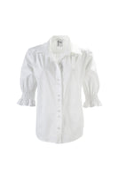 Sirena Smocked Sleeve Shirt White