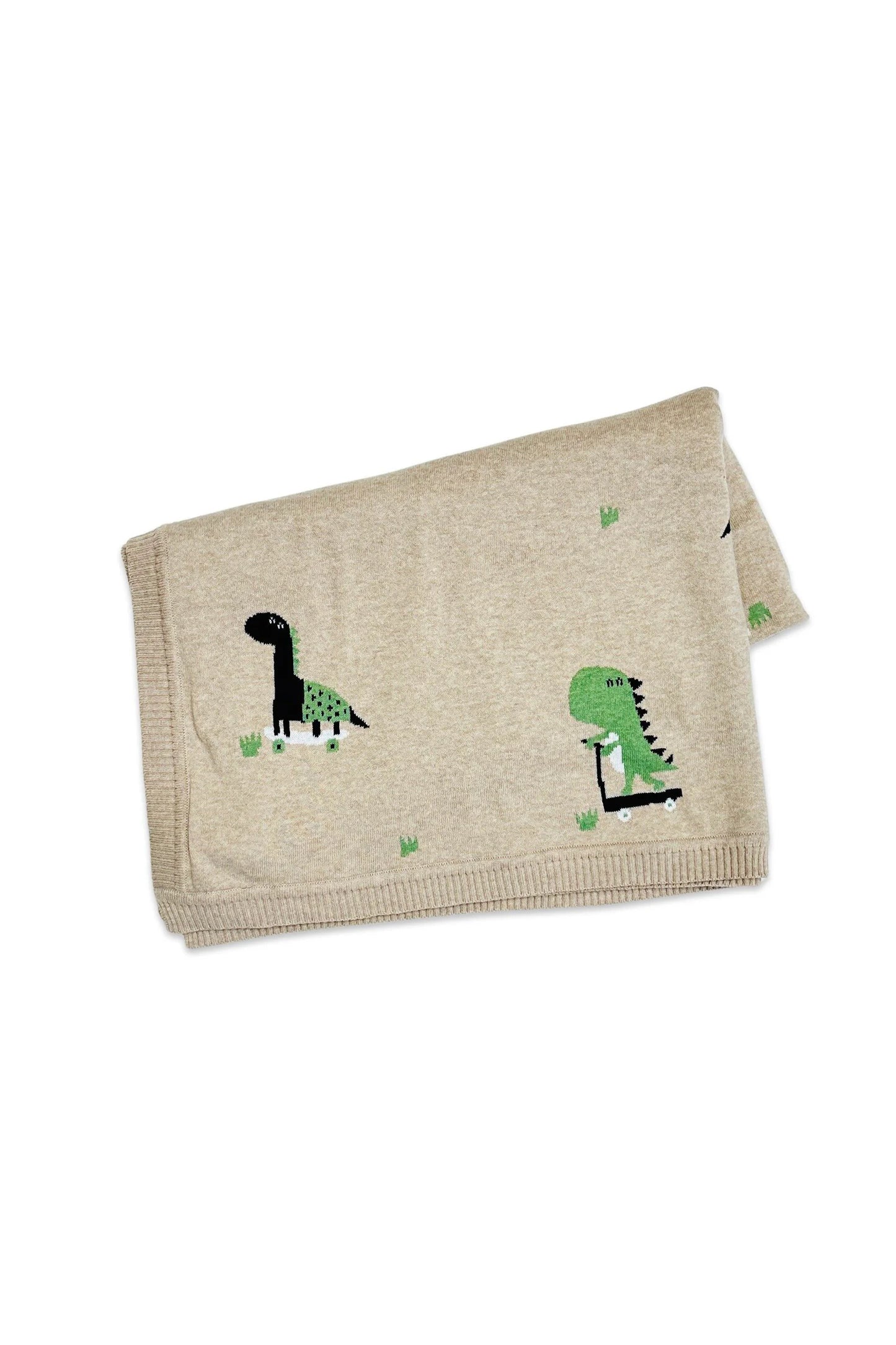 Skater Dino Knit Baby Blanket