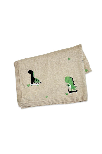 Skater Dino Knit Baby Blanket