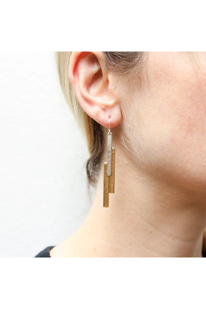 Skinny Triple Rectangle Stack Earring