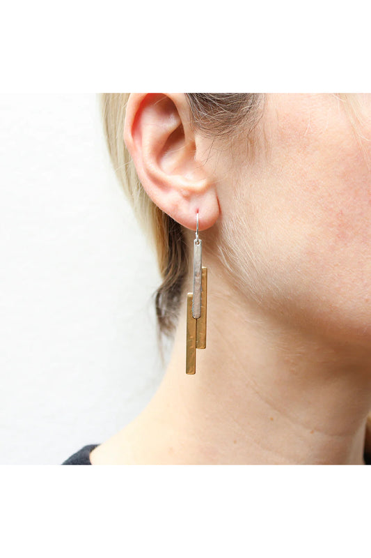 Skinny Triple Rectangle Stack Earring