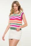 Sleeveless Multi Color Knit Top