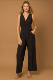 Black Sleeveless Surplice Jumpsuit