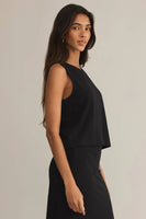 Sloane Textured Slub Top Worn Black