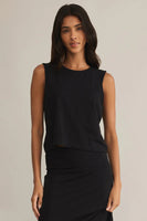 Sloane Textured Slub Top Worn Black