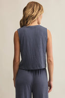 Sloane Textured Slub Top Worn Blue