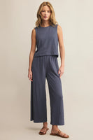 Sloane Textured Slub Top Worn Blue