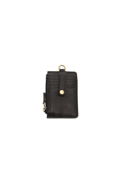 Small Card Wallet with Keyring Black