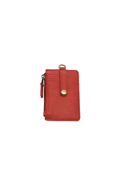 Small Card Wallet with Keyring Red