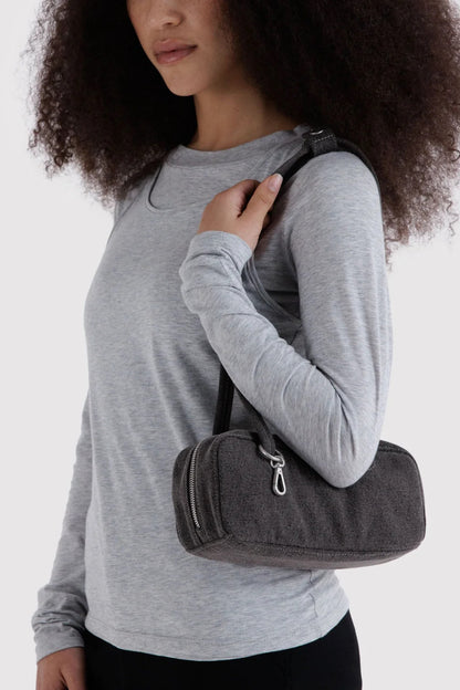 Small Denim Bowler Bag Washed Black Denim
