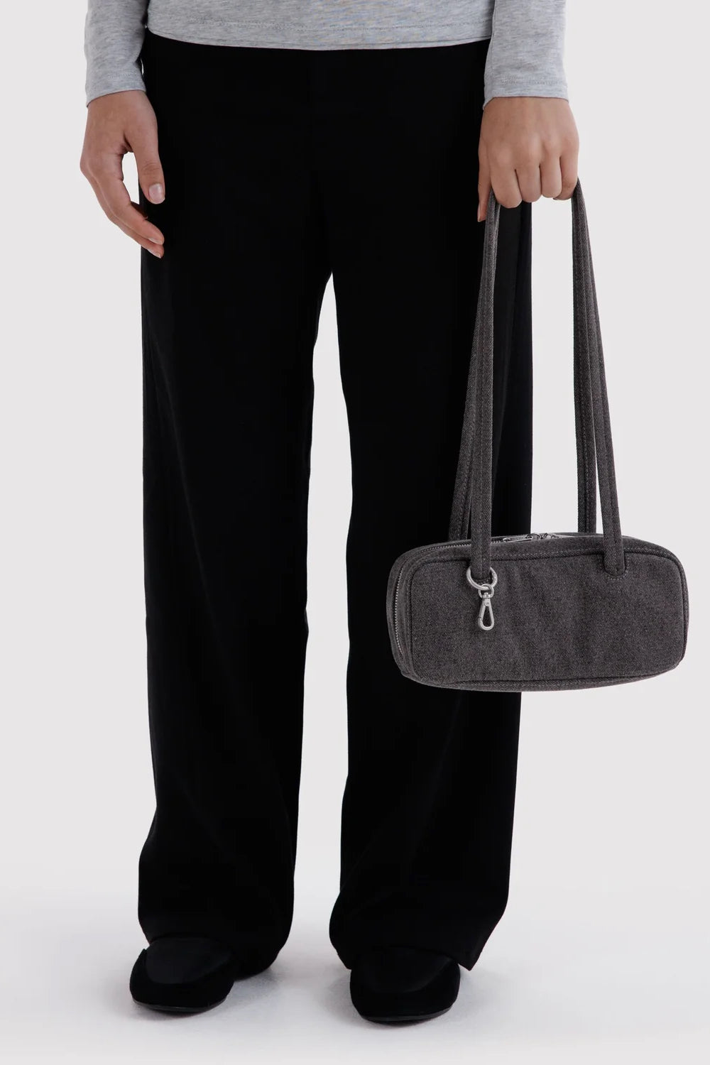 Small Denim Bowler Bag Washed Black Denim