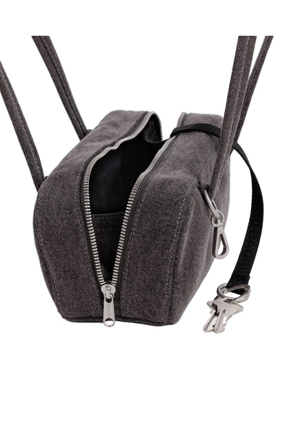 Small Denim Bowler Bag Washed Black Denim