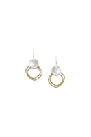 Small Disc with Hammered Square Rings Earring