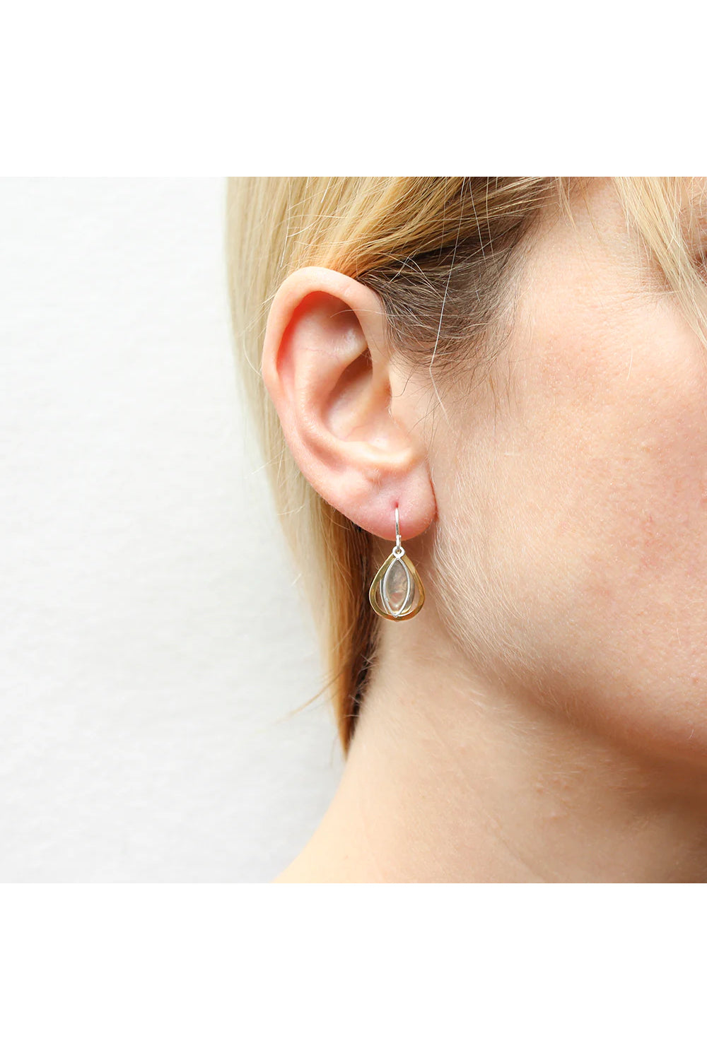 Small Layered Teardrop and Leaves Earring