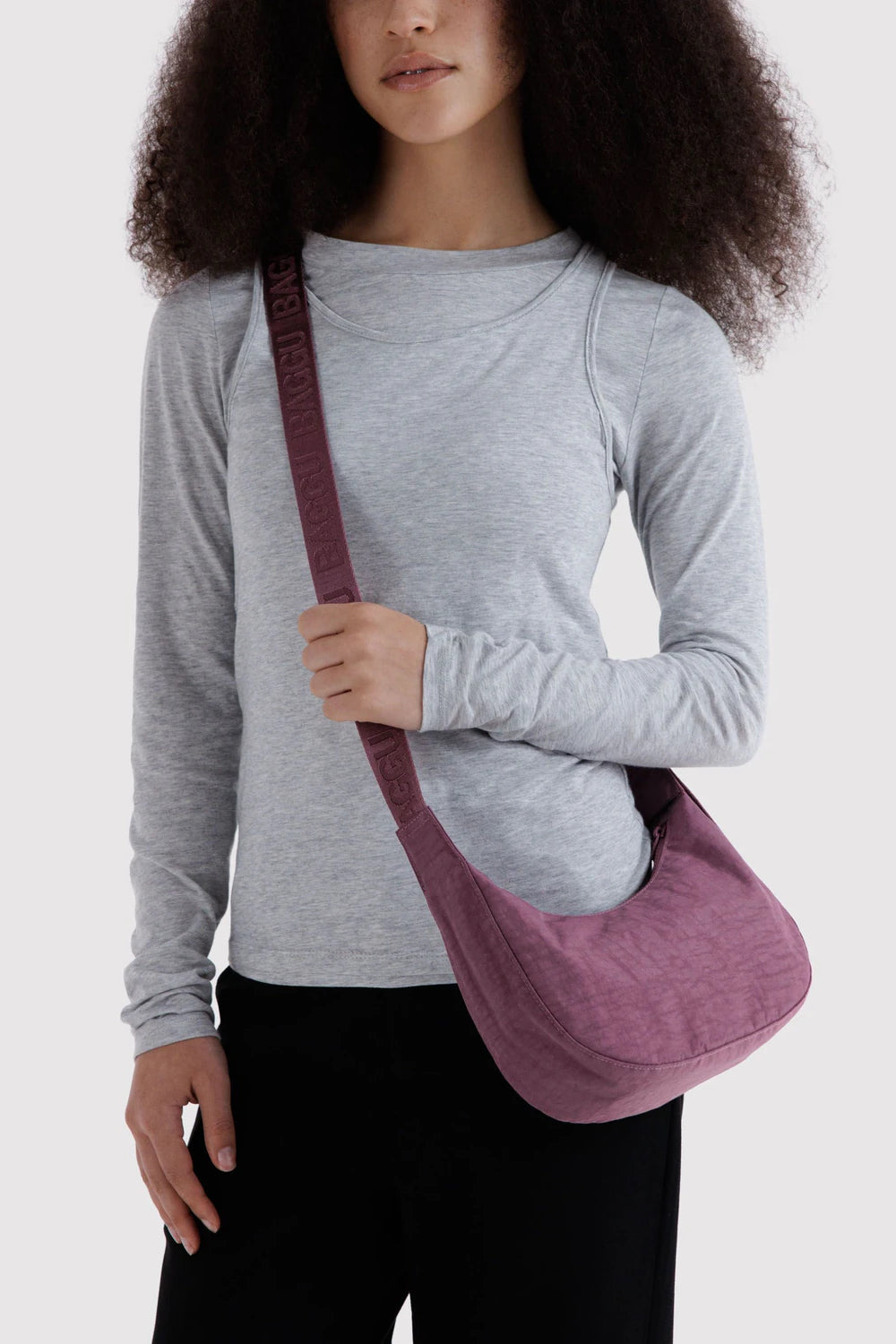 Small Nylon Crescent Bag Wild Plum
