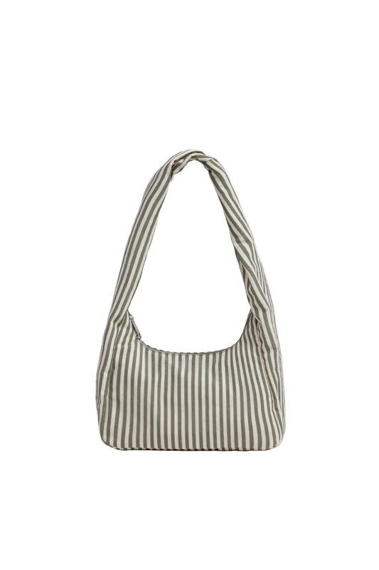 Small Nylon Meringue Bag Sage Stripe