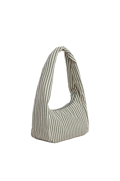 Small Nylon Meringue Bag Sage Stripe