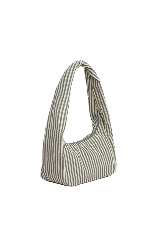 Small Nylon Meringue Bag Sage Stripe