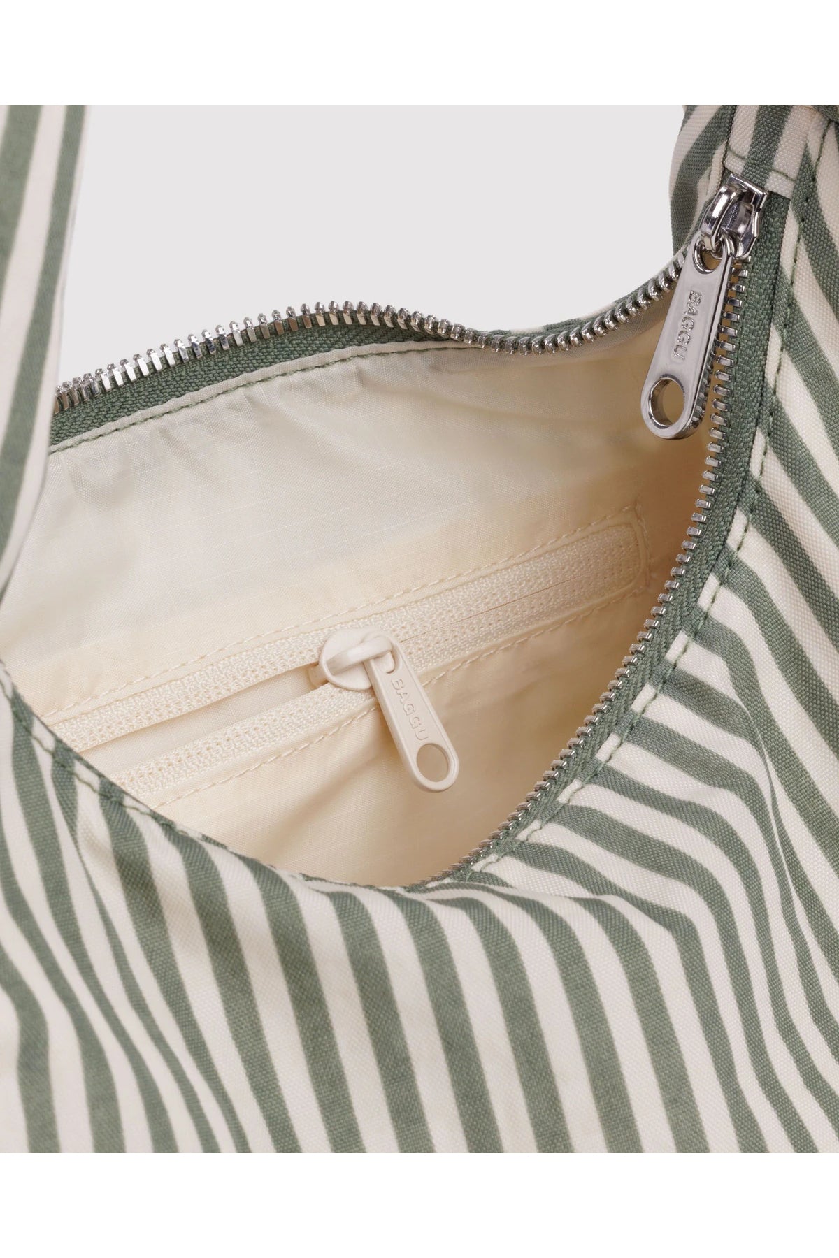 Small Nylon Meringue Bag Sage Stripe