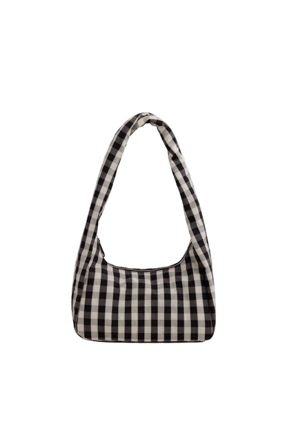 Small Nylon Meringue Bag Black and Cream Gingham