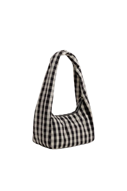 Small Nylon Meringue Bag Black and Cream Gingham