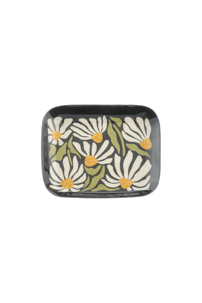Small Rectangle Enamel Tray Daisies