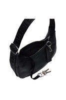 Small Recycled Leather Crescent Bag Black